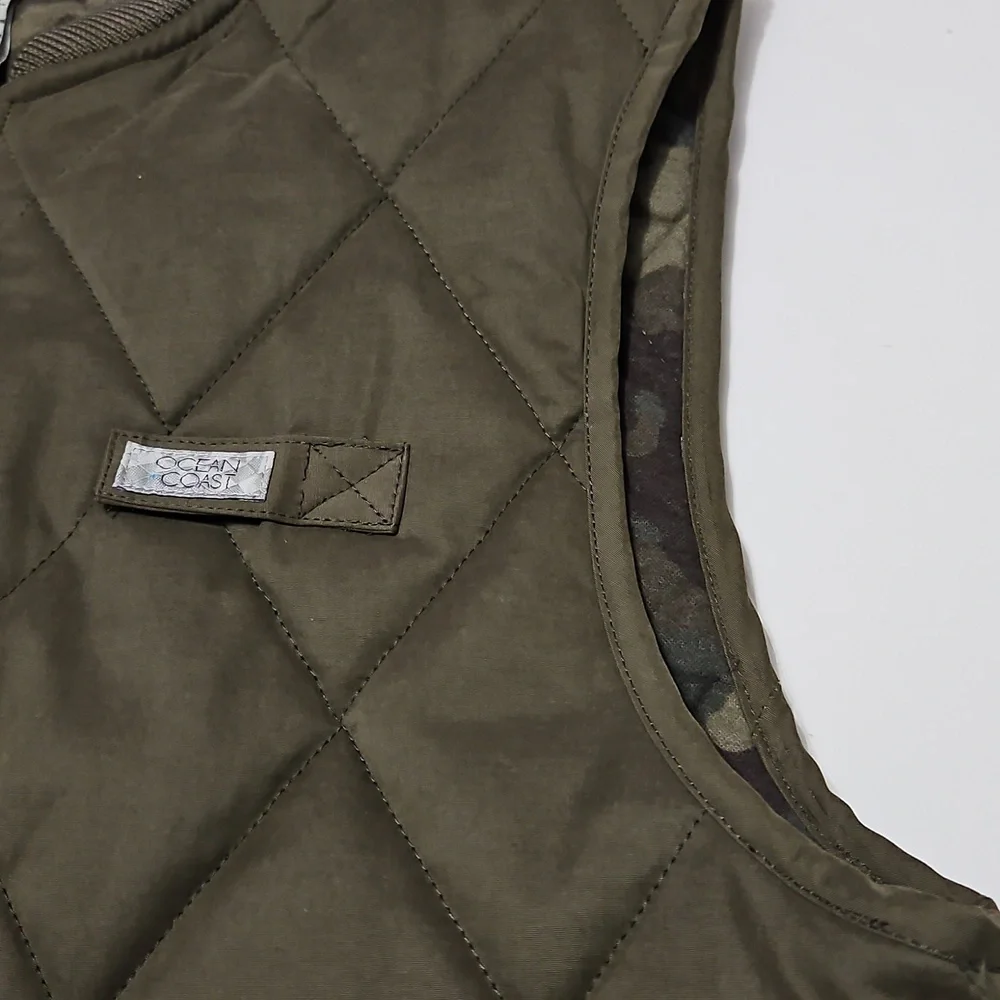 Ocean Coast Quilted Camo Lined Green Zip-Up Men's Vest W/Pockets Size M  #1022